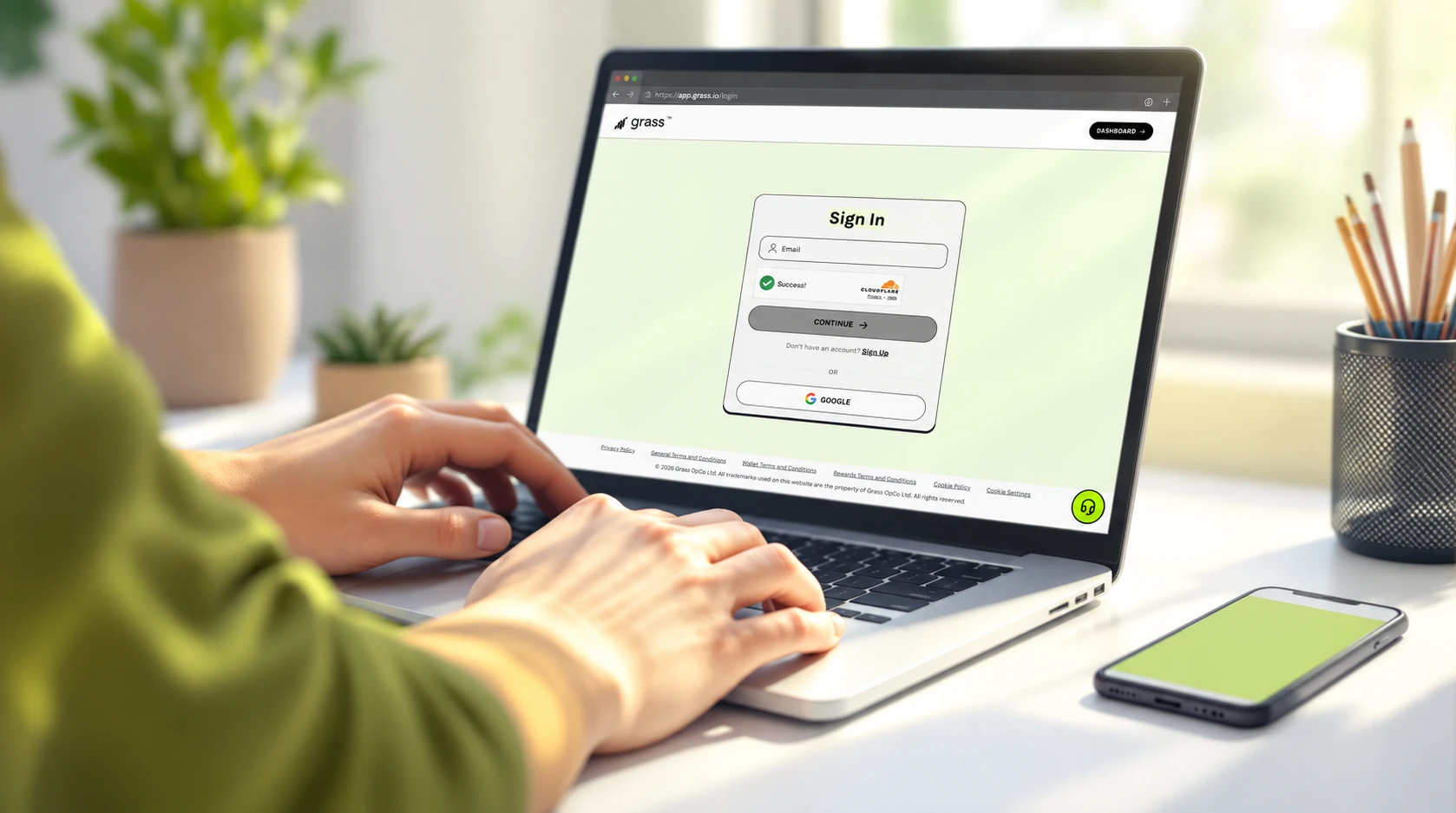 Hands typing a website address into a browser to download an app from its official site