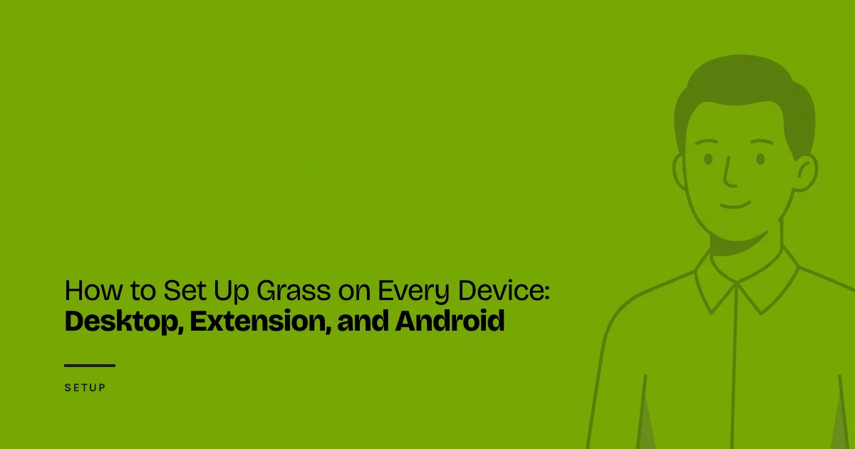 A desktop computer and Android phone side by side on a home office desk, representing Grass running across multiple devices.