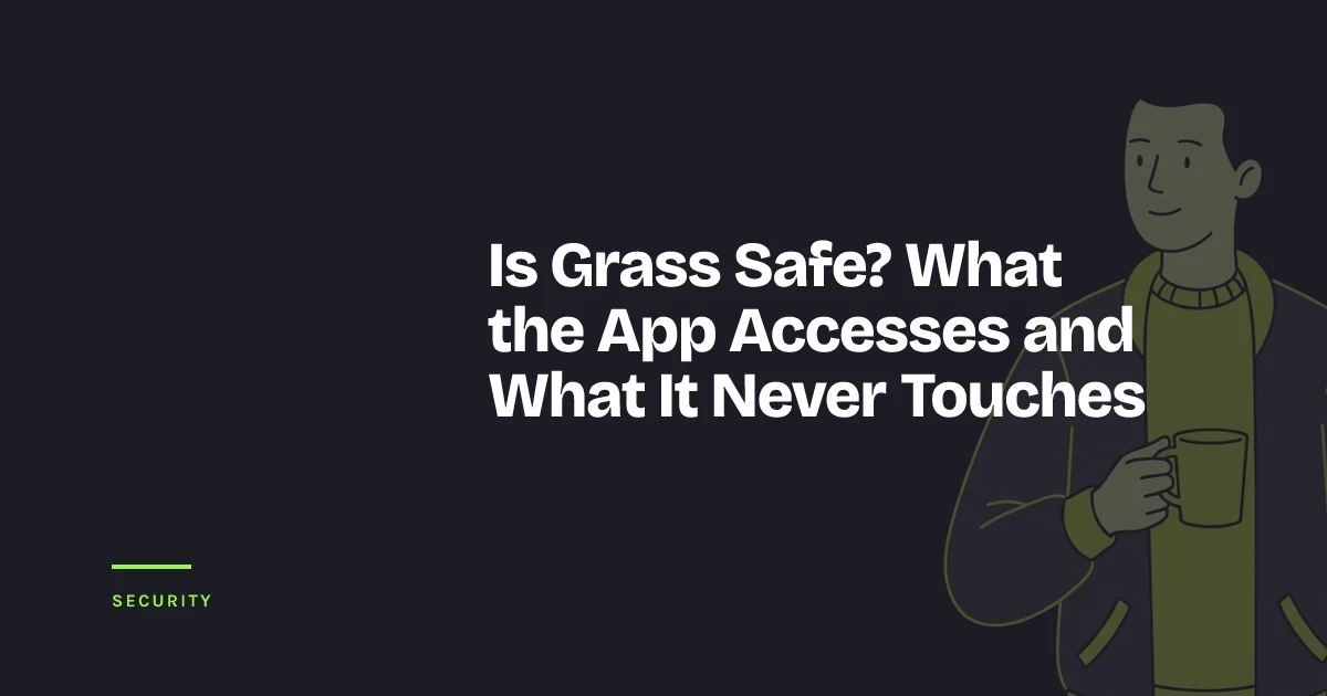 Person reviewing app permissions on a laptop next to a home Wi-Fi router before installing Grass
